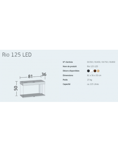 Aquarium RIO 125 LED (2x14w) NOIR  JUWEL
