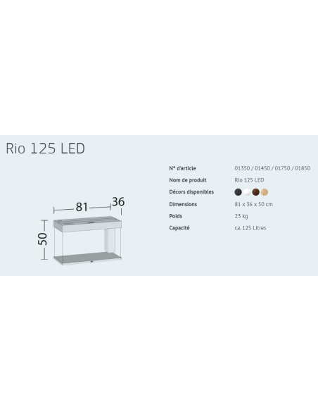 Aquarium RIO 125 LED (2x14w) NOIR  JUWEL
