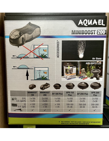 Aquael MiniBoost 200 : pompe à air aquarium - Materiel-aquatique