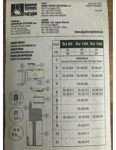 Cartouche AQUARIUM SYSTEMS DJ 150